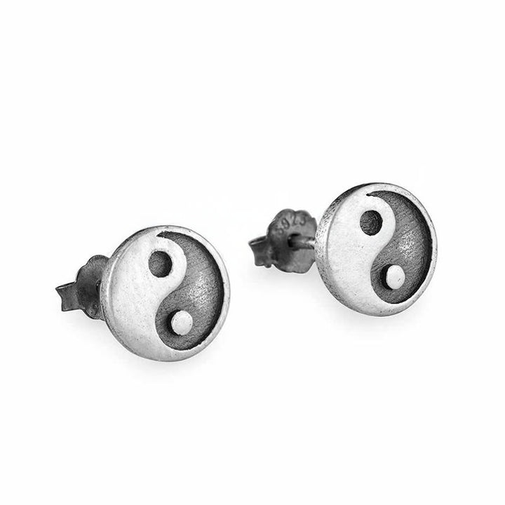 Buddha Stones Boucle d'oreille clou Yin Yang Balance One en argent sterling 925 - image 7