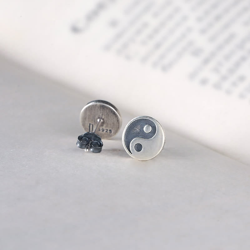 Buddha Stones Boucle d'oreille clou Yin Yang Balance One en argent sterling 925 - image 4