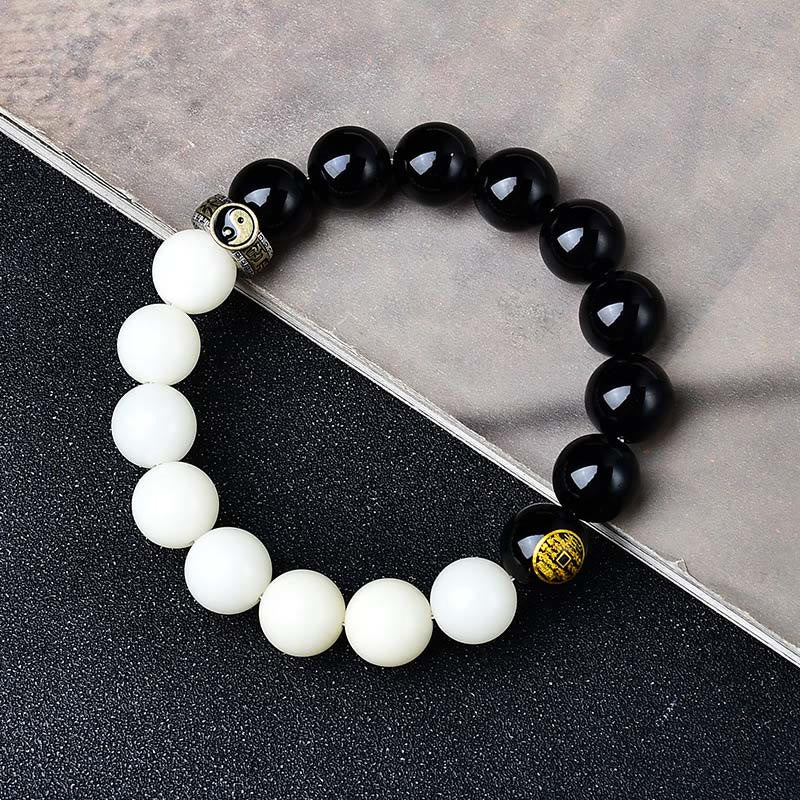 Buddha Stones Bracelet de force en obsidienne noire, graine de Bodhi, mantra Yin Yang à neuf caractères, fantômes de la montagne, dépenser de l'argent - image 3