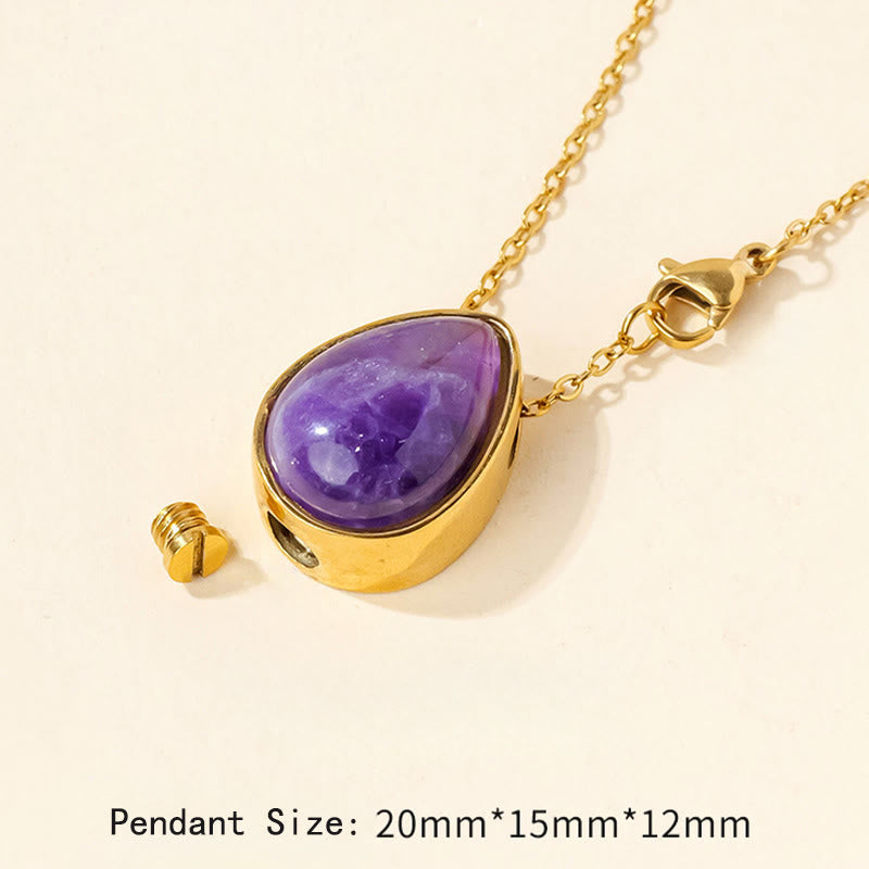 Buddha Stones Collier pendentif en forme de larme, orné d'agate dentelle bleue naturelle, de quartz rose et d'onyx noir. - image 21