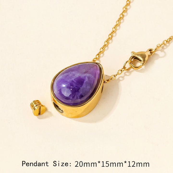 Buddha Stones Collier pendentif en forme de larme, orné d'agate dentelle bleue naturelle, de quartz rose et d'onyx noir. - image 21