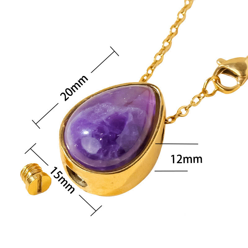 Buddha Stones Collier pendentif en forme de larme, orné d'agate dentelle bleue naturelle, de quartz rose et d'onyx noir. - image 22