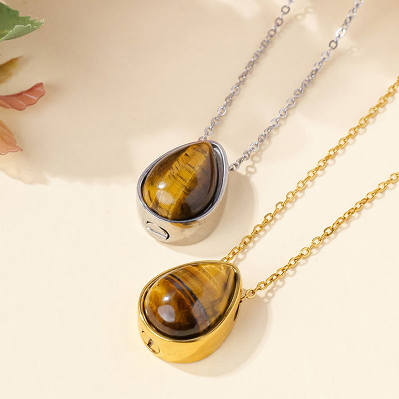 Buddha Stones Collier pendentif en forme de larme, orné d'agate dentelle bleue naturelle, de quartz rose et d'onyx noir. - image 11
