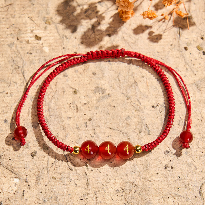 Buddha Stones Bracelet tressé ajustable avec chiffres angéliques, cordon rouge et perles d'agate rouge, porte-bonheur. - image 1