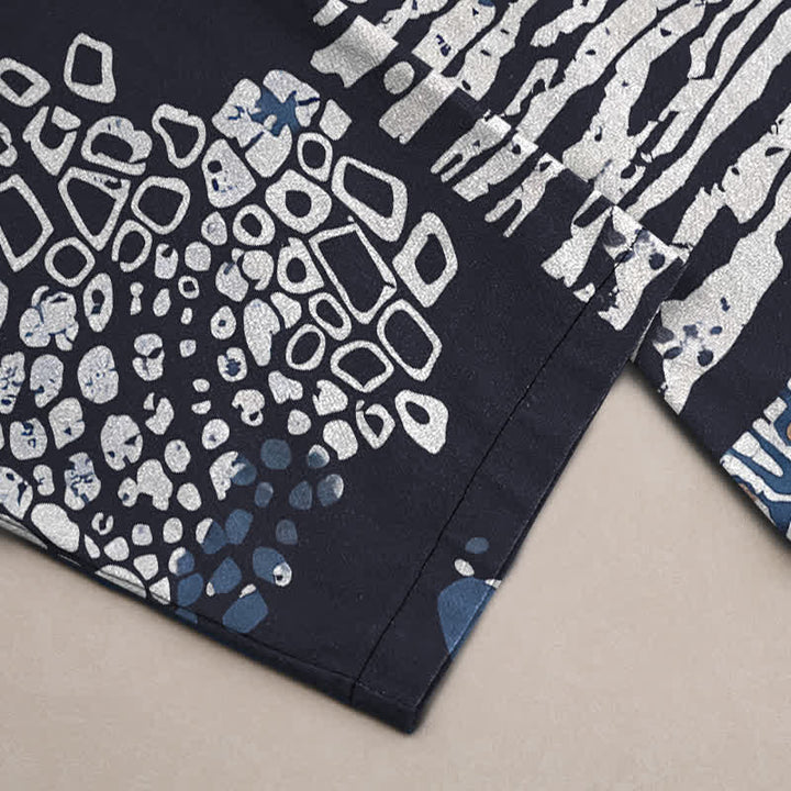 Buddha Stones Pantalon fuselé pour homme en coton à motif patchwork géométrique et poches - image 3