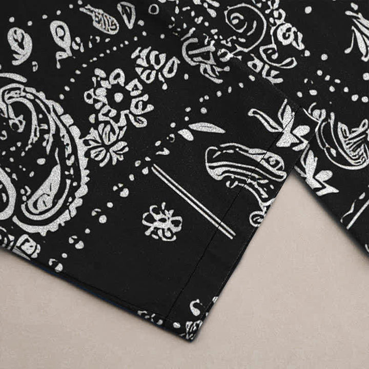 Buddha Stones Pantalon fuselé pour homme en coton à motif cachemire et fleurs de noix de cajou, avec poches - image 3