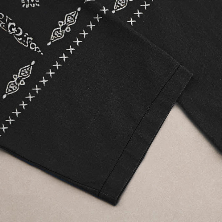 Buddha Stones Pantalon fuselé pour homme en coton à motif mosaïque bandana, avec poches - image 3