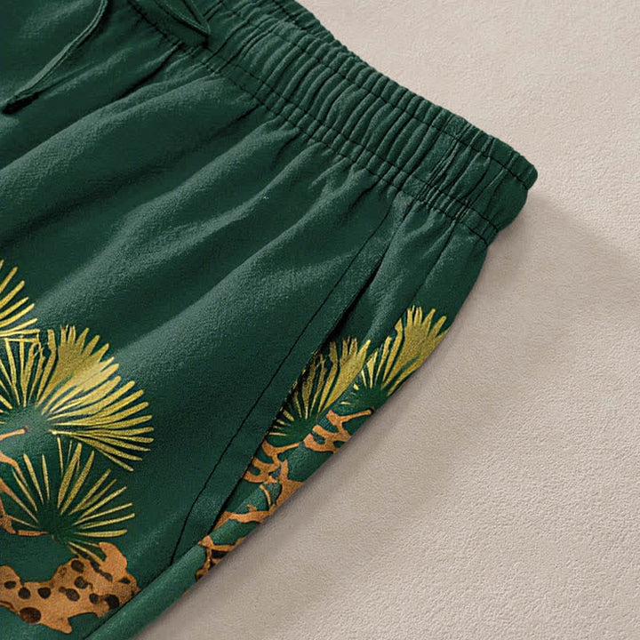 Buddha Stones Pantalon fuselé pour homme avec poches, motif paysage de temple de pin et de grue en coton - image 2