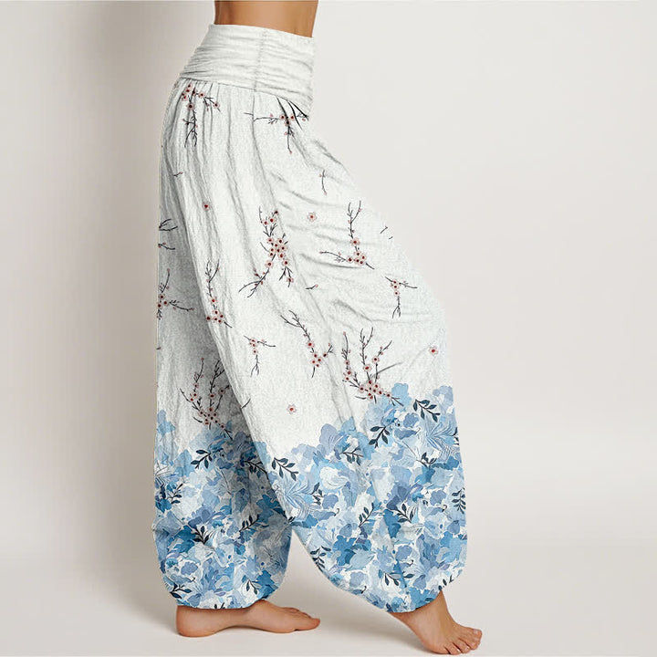 Buddha Stones Pantalon harem en coton à motif floral bohème et branches, taille élastique, pour femme - image 7