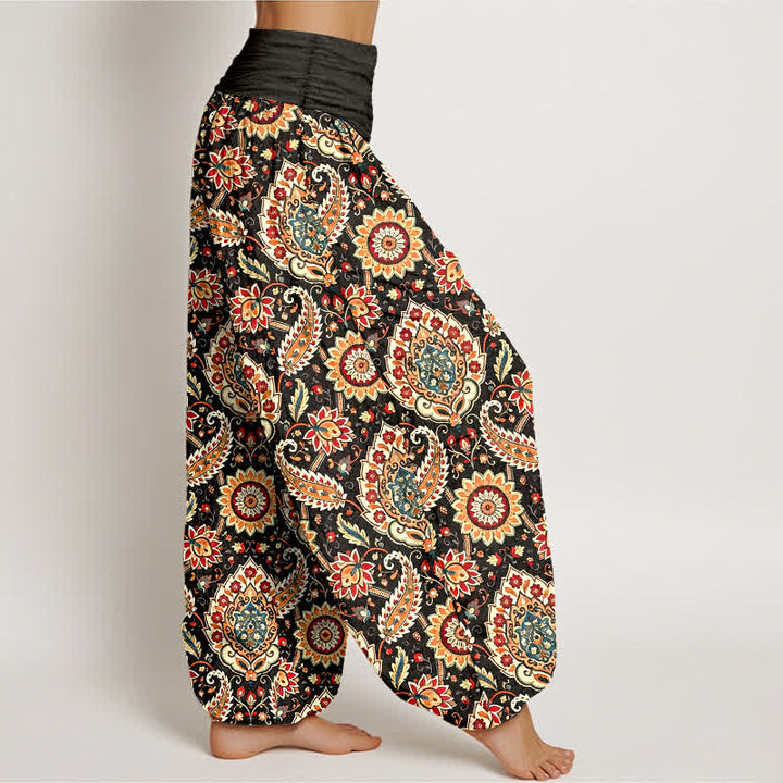 Buddha Stones Pantalon harem bohème en coton à motif mandala et cachemire, taille élastique, pour femme - image 1