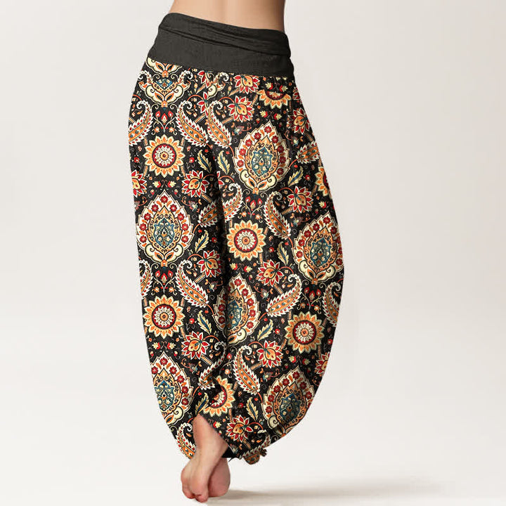Buddha Stones Pantalon harem bohème en coton à motif mandala et cachemire, taille élastique, pour femme - image 2