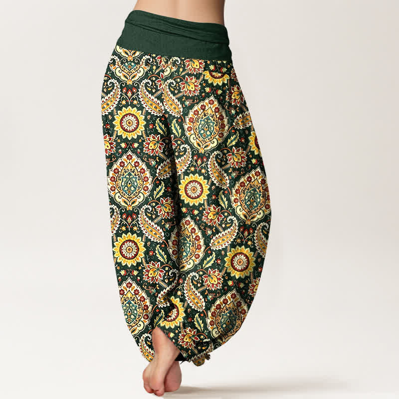 Buddha Stones Pantalon harem bohème en coton à motif mandala et cachemire, taille élastique, pour femme - image 5