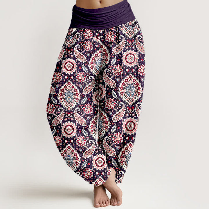 Buddha Stones Pantalon harem bohème en coton à motif mandala et cachemire, taille élastique, pour femme - Violet - US16，UK/AU20，EU48 (3XL) - image 6