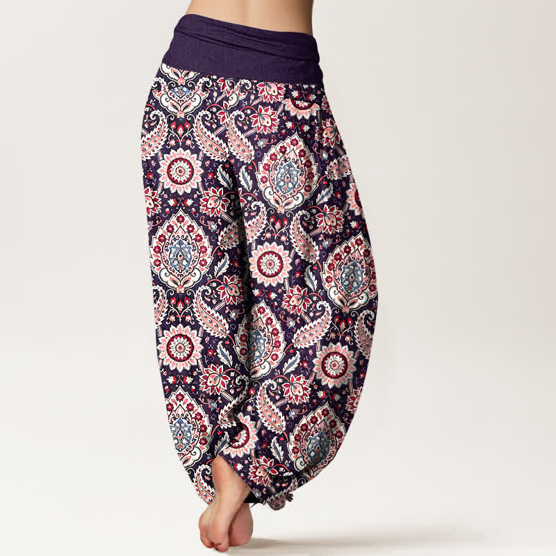 Buddha Stones Pantalon harem bohème en coton à motif mandala et cachemire, taille élastique, pour femme - image 8