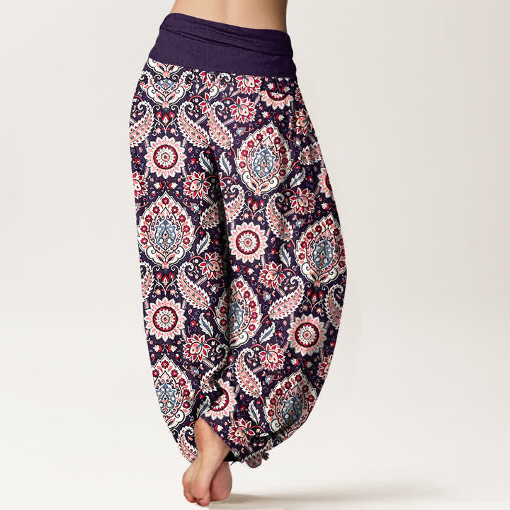 Buddha Stones Pantalon harem bohème en coton à motif mandala et cachemire, taille élastique, pour femme - image 8