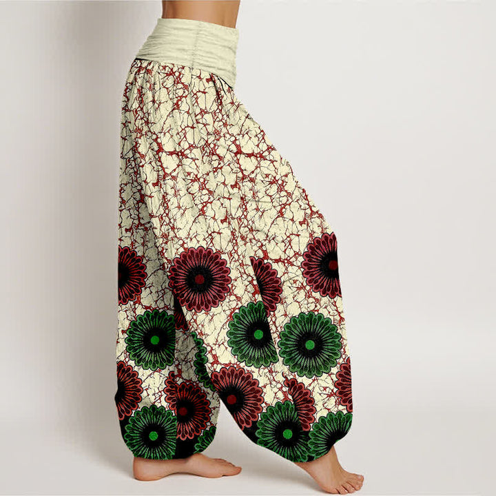 Buddha Stones Pantalon harem pour femme en pur coton à motif floral soleil et taille élastique - image 7