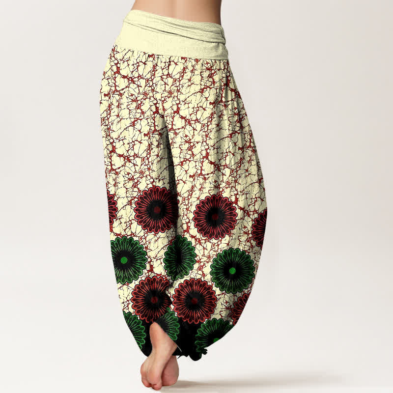 Buddha Stones Pantalon harem pour femme en pur coton à motif floral soleil et taille élastique - image 8