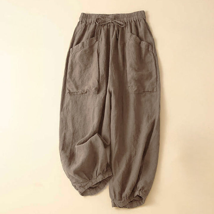 Pantalon Capri uni à poches Buddha Stones Commute pour femme - Tanné - US8-10，UK/AU12-14，EU40-42 (2XL) - image 0