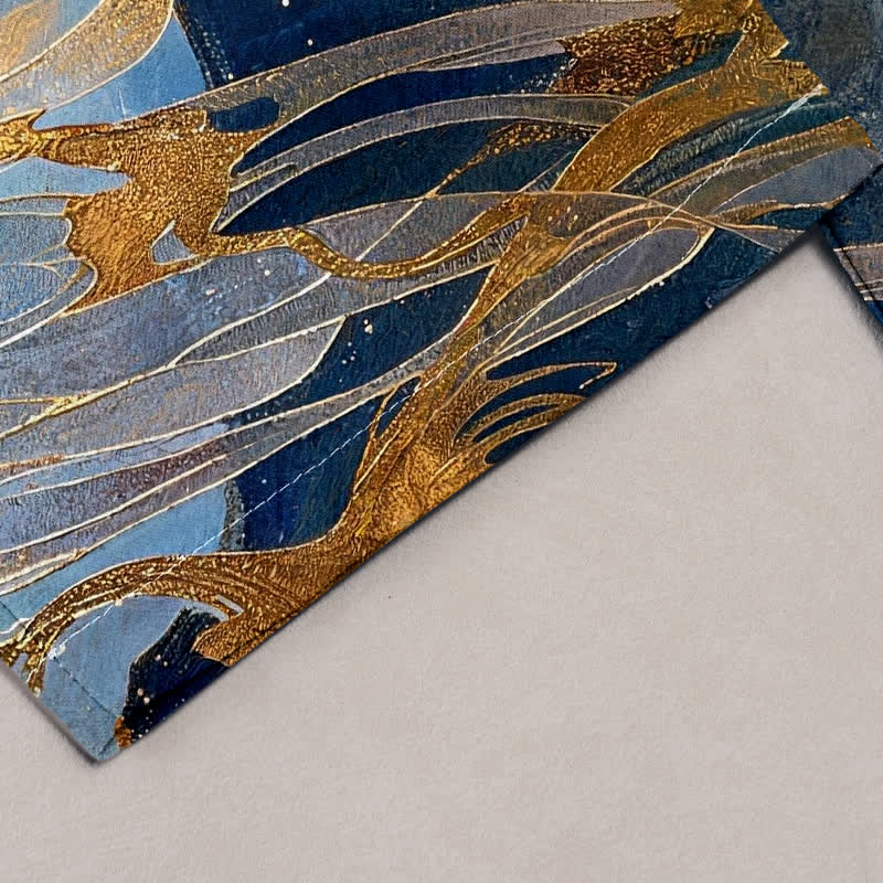 Buddha Stones Pantalon pour femme en pur coton avec taille élastique et poches, motif paysage féerique de lune dorée et de nuages. - image 1