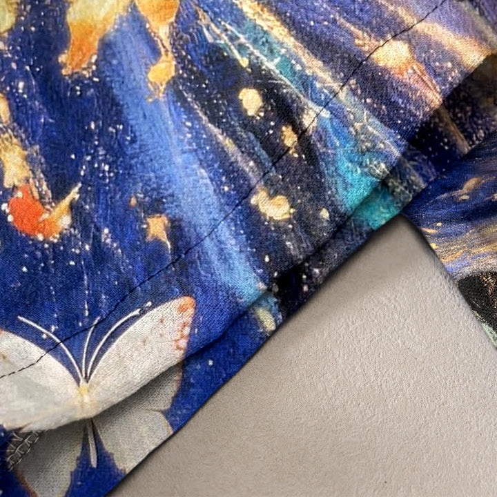 Buddha Stones Pantalon pour femme en coton à motif de ruban papillon étoilé et taille élastique avec poches - image 3