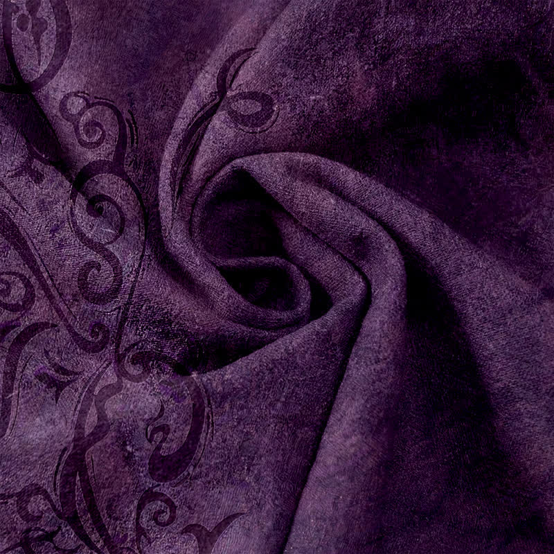 Buddha Stones Pantalon pour femme en velours de coton à motif de volutes et de vignes, taille élastique et poches - image 3