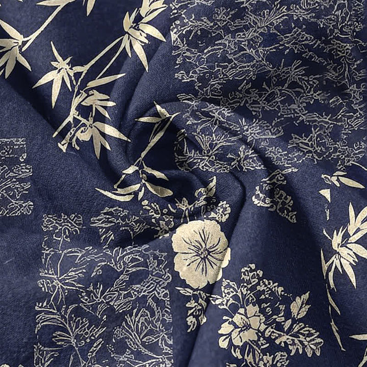 Buddha Stones Chemise homme à manches courtes et demi-boutonnage, motif patchwork floral en coton et bambou - image 3