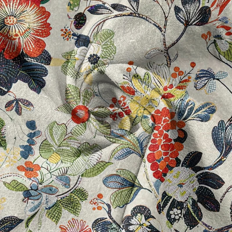 Buddha Stones Chemise homme à manches courtes et demi-boutonnée en coton à motif floral vintage. - image 2