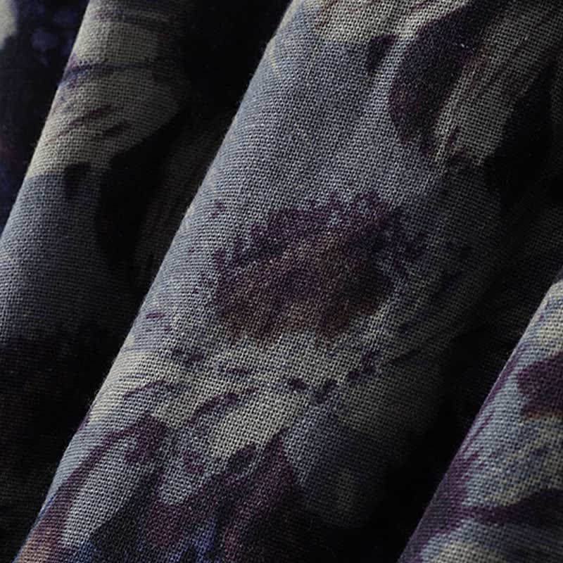 Buddha Stones Robe printemps vintage à col mandarin, boutonnée, à imprimé floral, manches trois-quarts et poches - image 7