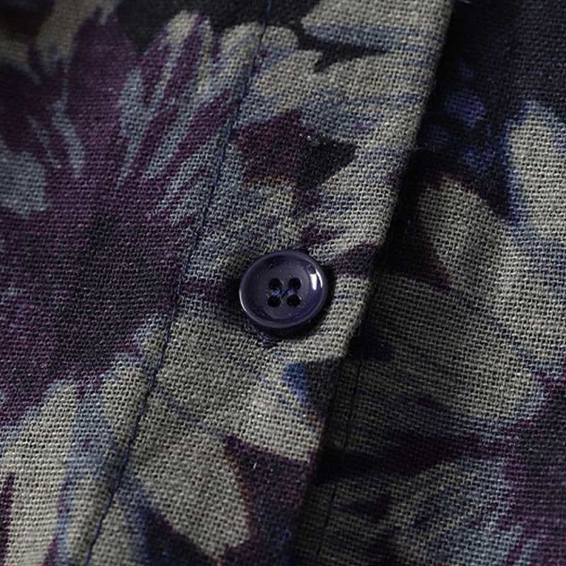 Buddha Stones Robe printemps vintage à col mandarin, boutonnée, à imprimé floral, manches trois-quarts et poches - image 8