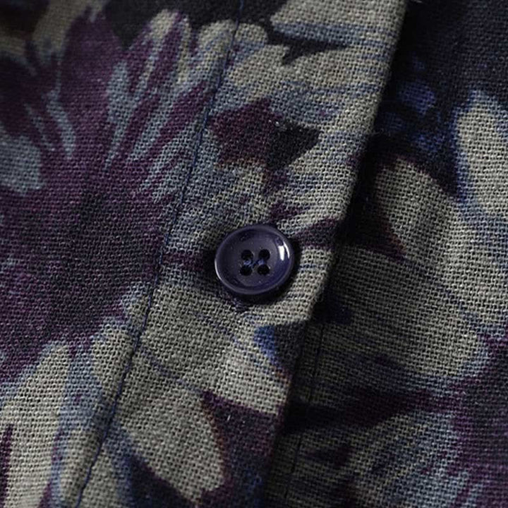 Buddha Stones Robe printemps vintage à col mandarin, boutonnée, à imprimé floral, manches trois-quarts et poches - image 8