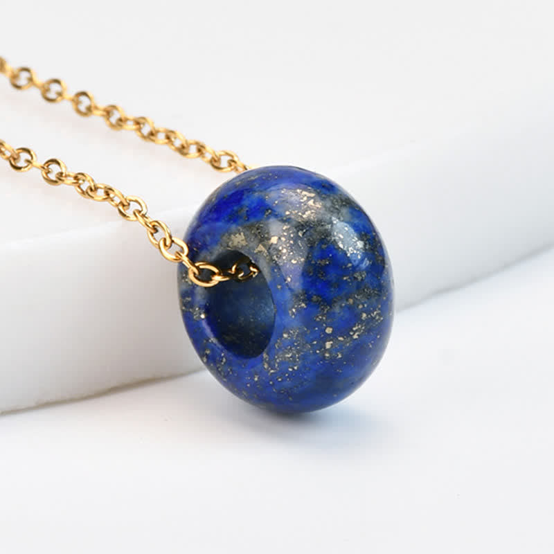 Buddha Stones Collier de guérison en cristal rond de quartz rose naturel et aventurine verte - Lapis-lazuli naturel (la couleur peut varier) - image 7