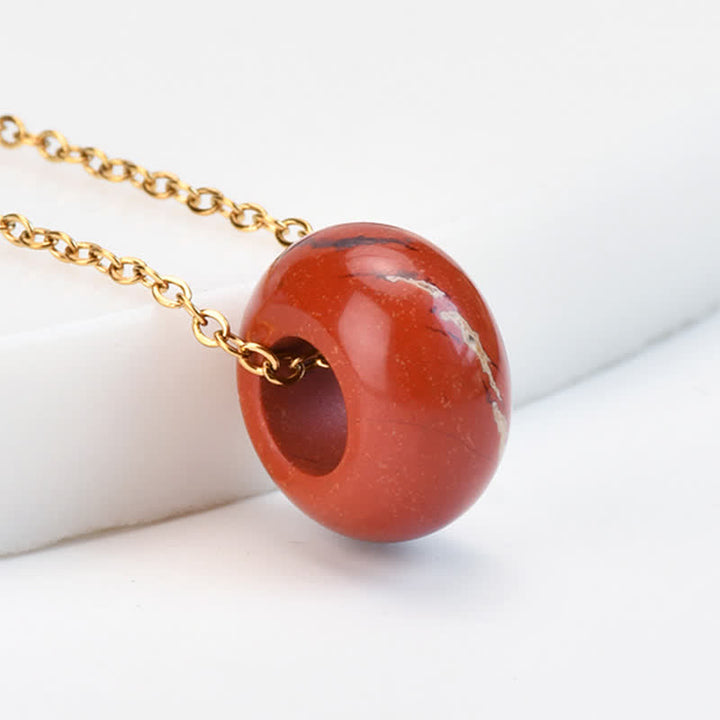 Buddha Stones Collier de guérison en cristal rond de quartz rose naturel et aventurine verte - Pierre rouge naturelle (la couleur peut varier) - image 10