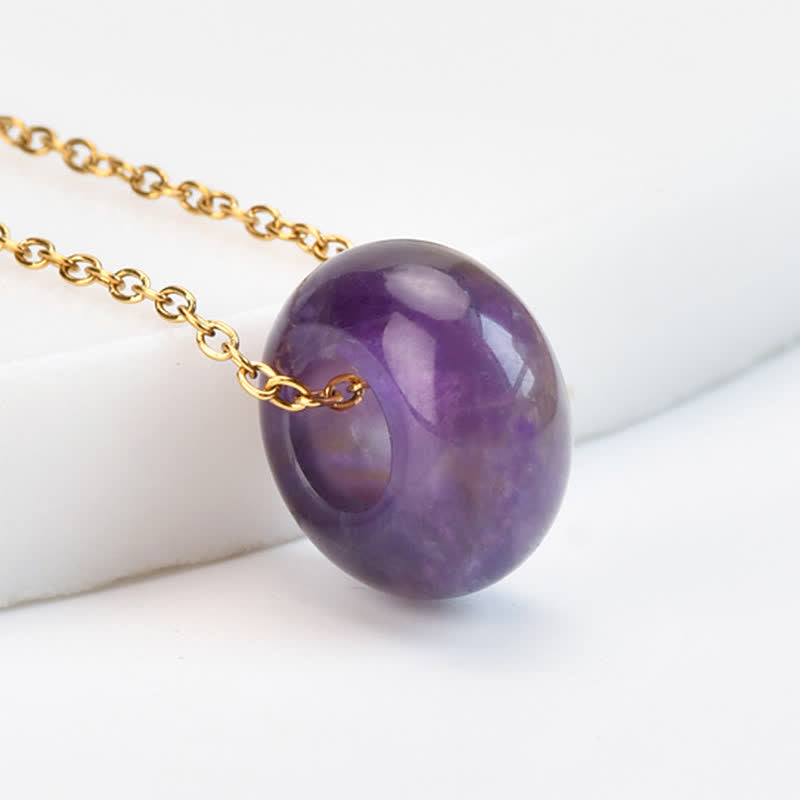 Buddha Stones Collier de guérison en cristal rond de quartz rose naturel et aventurine verte - Améthyste naturelle (la couleur peut varier) - image 16