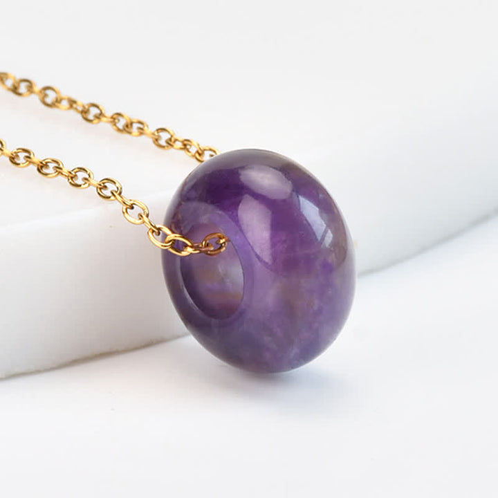 Buddha Stones Collier de guérison en cristal rond de quartz rose naturel et aventurine verte - Améthyste naturelle (la couleur peut varier) - image 16