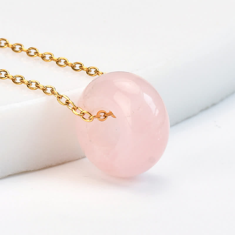 Buddha Stones Collier de guérison en cristal rond de quartz rose naturel et aventurine verte - Quartz rose naturel (la couleur peut varier) - image 2
