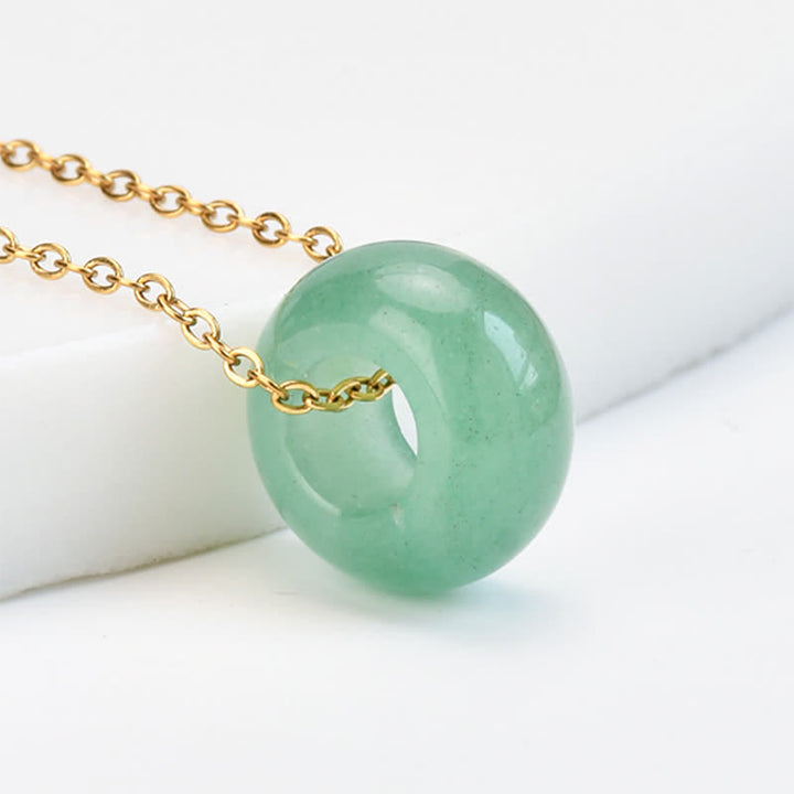 Buddha Stones Collier de guérison en cristal rond de quartz rose naturel et aventurine verte - Aventurine verte naturelle (la couleur peut varier) - image 5