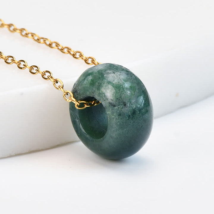 Buddha Stones Collier de guérison en cristal rond de quartz rose naturel et aventurine verte - Agate mousse naturelle (la couleur peut varier) - image 18
