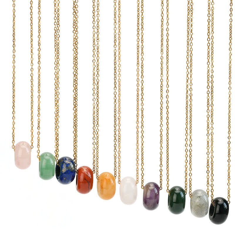 Buddha Stones Collier de guérison en cristal rond de quartz rose naturel et aventurine verte - image 24