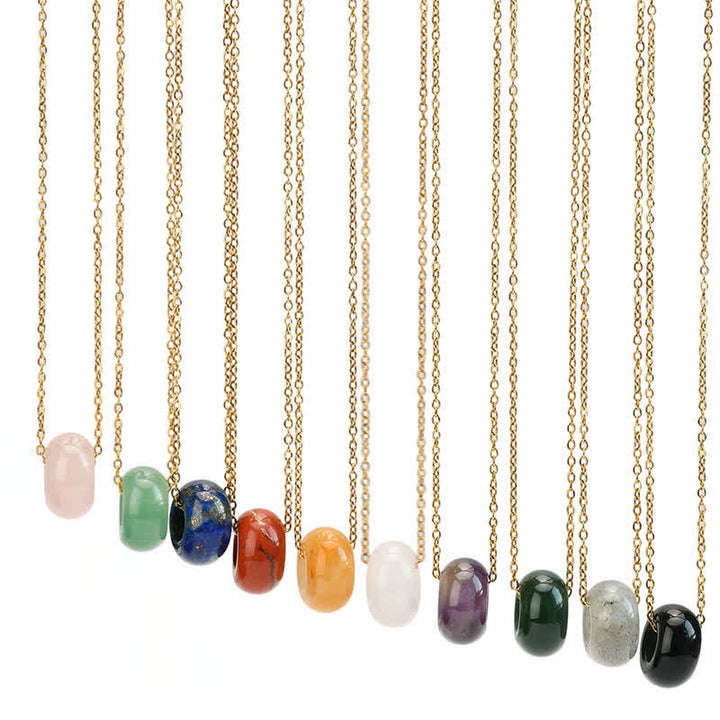 Buddha Stones Collier de guérison en cristal rond de quartz rose naturel et aventurine verte - image 24