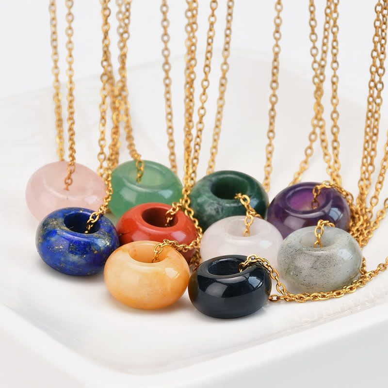 Buddha Stones Collier de guérison en cristal rond de quartz rose naturel et aventurine verte - image 1