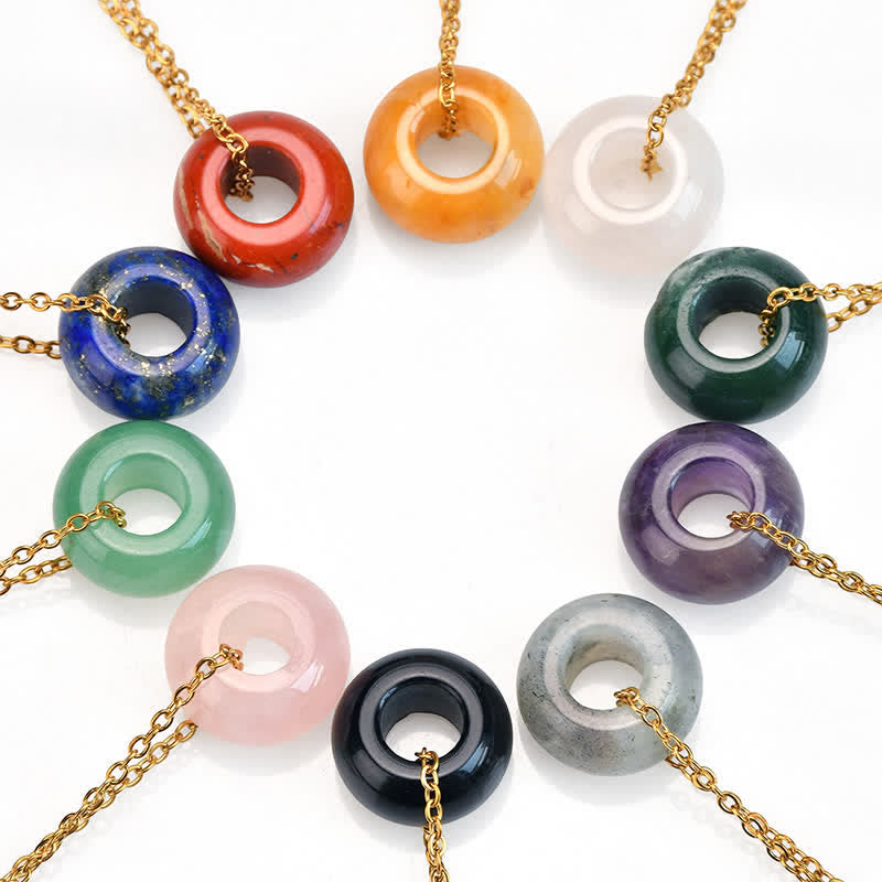 Buddha Stones Collier de guérison en cristal rond de quartz rose naturel et aventurine verte - image 0
