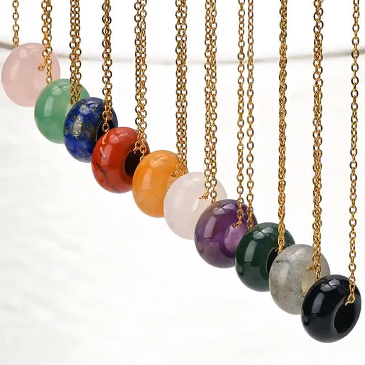 Buddha Stones Collier de guérison en cristal rond de quartz rose naturel et aventurine verte - image 26
