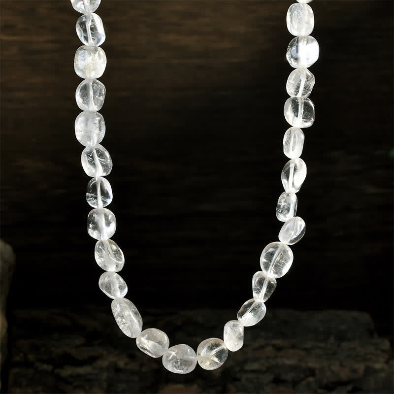 Buddha Stones Collier positif en perles de cristal d'agate indienne naturelle aux formes irrégulières - Quartz clair naturel (la couleur peut varier) - image 3
