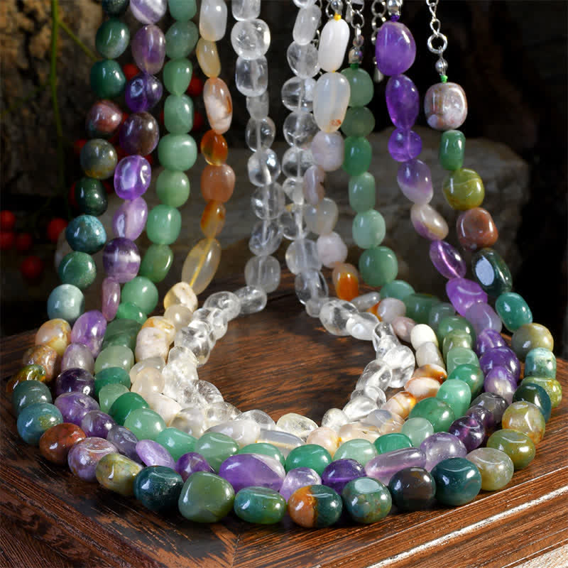 Buddha Stones Collier positif en perles de cristal d'agate indienne naturelle aux formes irrégulières - image 12