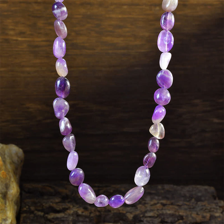 Buddha Stones Collier positif en perles de cristal d'agate indienne naturelle aux formes irrégulières - Améthyste naturelle (la couleur peut varier) - image 9