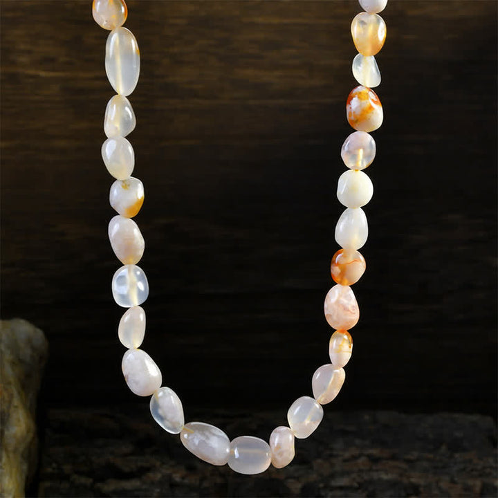 Buddha Stones Collier positif en perles de cristal d'agate indienne naturelle aux formes irrégulières - Agate Sakura naturelle (la couleur peut varier) - image 5
