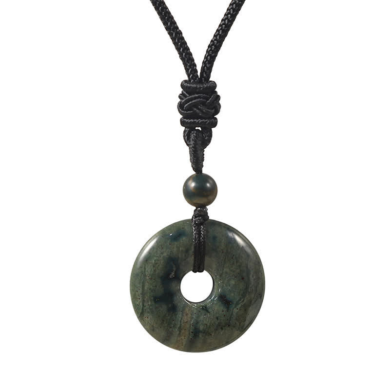 Buddha Stones Collier porte-bonheur en rhodonite naturelle et agate grise avec boucle de la paix - Agate indienne naturelle (la couleur peut varier) - image 11