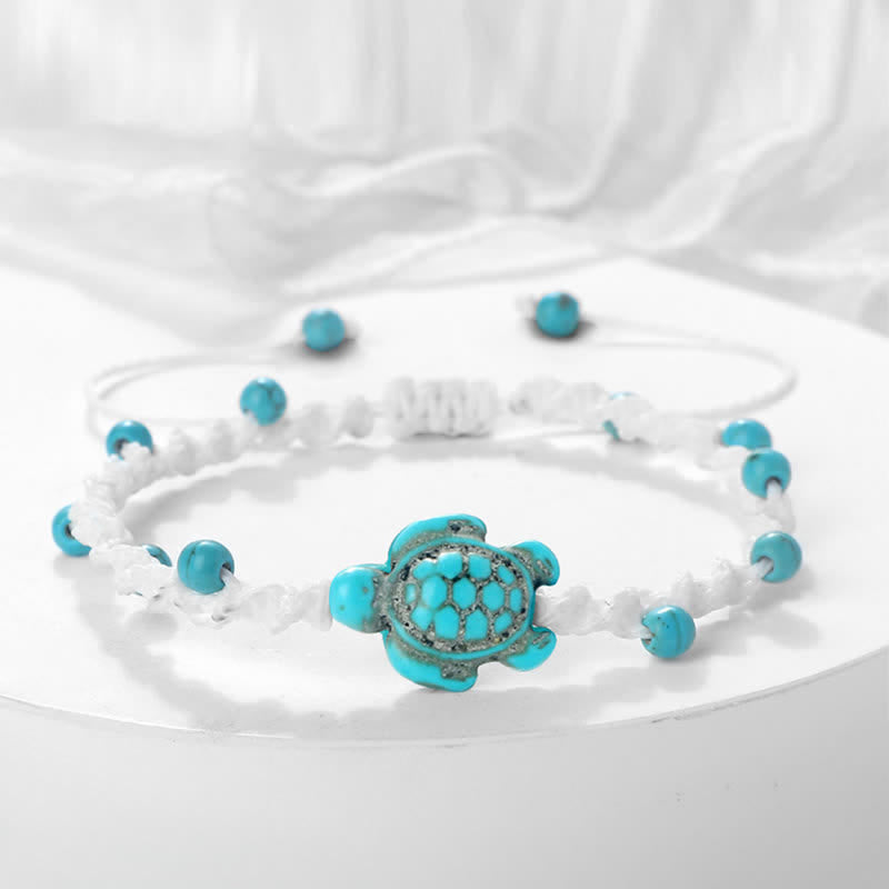 Buddha Stones Bracelet de protection en corde tressée avec motif tortue turquoise - Corde blanche - image 14