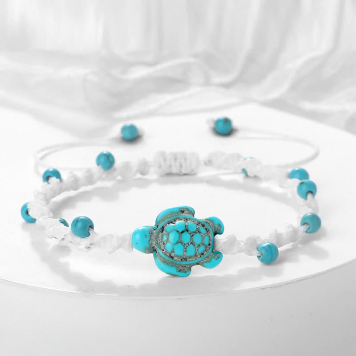 Buddha Stones Bracelet de protection en corde tressée avec motif tortue turquoise - Corde blanche - image 14