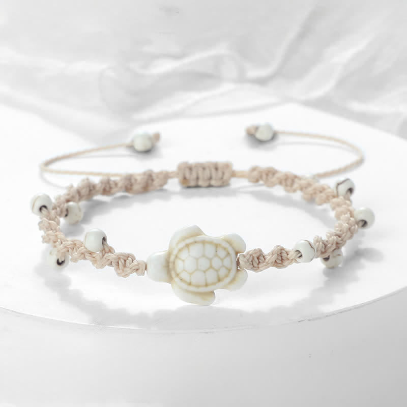 Buddha Stones Bracelet de protection en corde tressée avec motif tortue turquoise - Corde blanc cassé - image 9